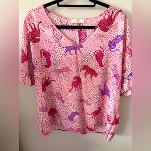 entro Pink Leopard & Cheetah Print Kids Top with Magenta and Purple Accents